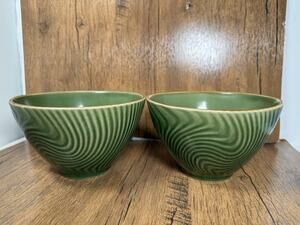 "Green" NOODLE BOWL Speckled Stoneware Baum Bros Sanddune